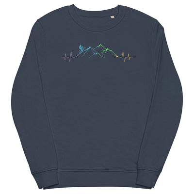 Mountainbiker auf Berg - (M) - Unisex Premium Organic Sweatshirt xxx yyy zzz French Navy