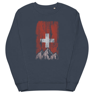 Schweizer Flagge und Berge - Unisex Premium Organic Sweatshirt berge xxx yyy zzz French Navy