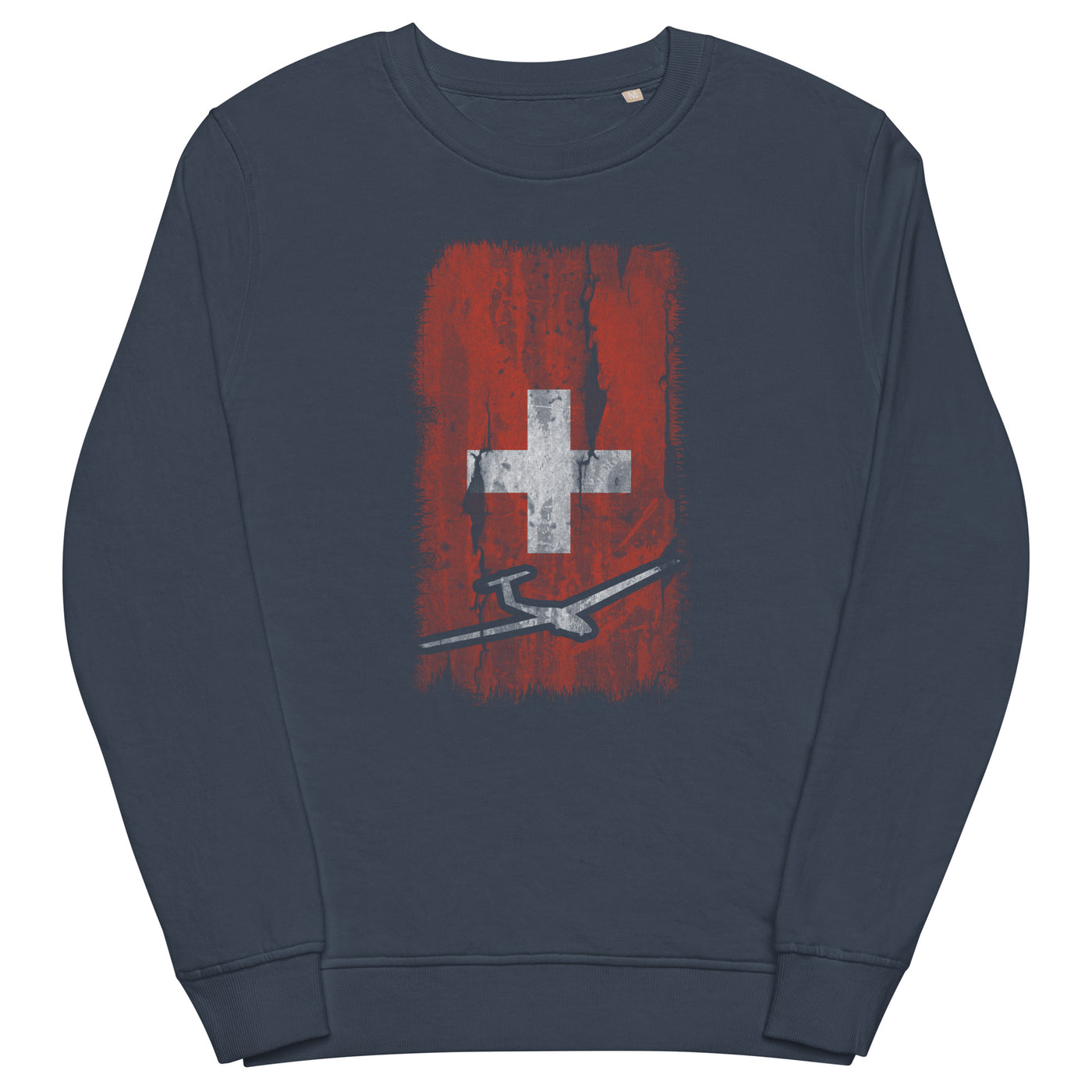 Schweizer Flagge und Segelflugzeug - Unisex Premium Organic Sweatshirt berge xxx yyy zzz French Navy