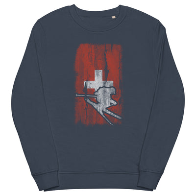 Schweizer Flagge und Skifahren - Unisex Premium Organic Sweatshirt klettern ski xxx yyy zzz French Navy