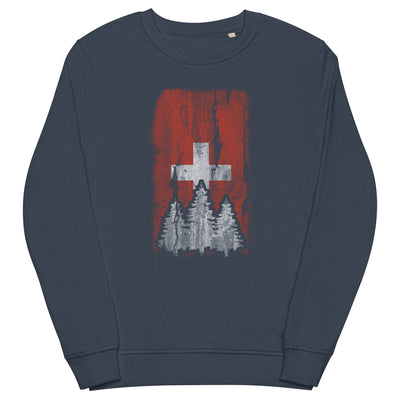 Schweizer Flagge und Baum - Unisex Premium Organic Sweatshirt camping xxx yyy zzz French Navy