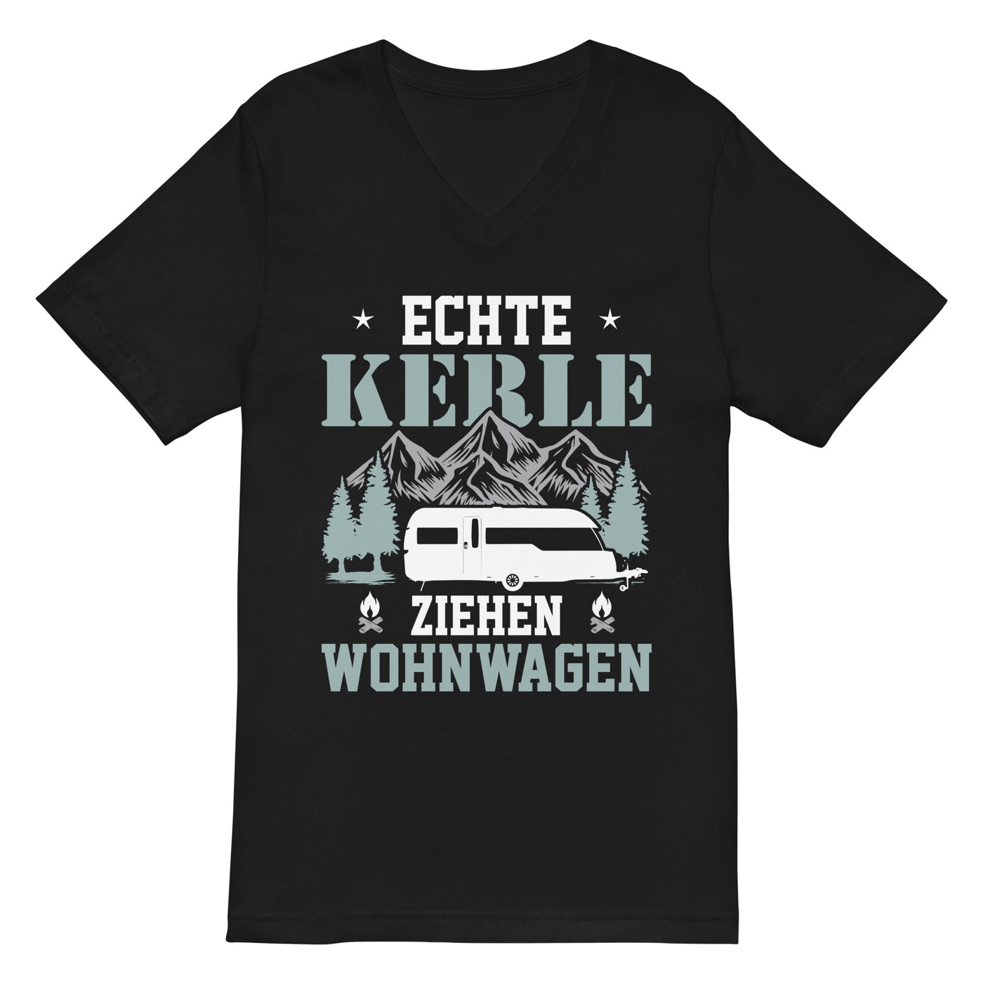 Echte Kerle ziehen Wohnwagen - Herren V-Neck Shirt camping 2XL