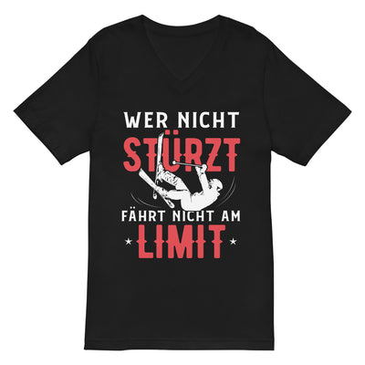 Wer nicht stürzt fährt nicht am Limit - Herren V-Neck Shirt ski 2XL