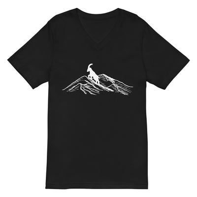 Alpensteinbock auf Berg - Herren V-Neck Shirt berge klettern wandern 2XL