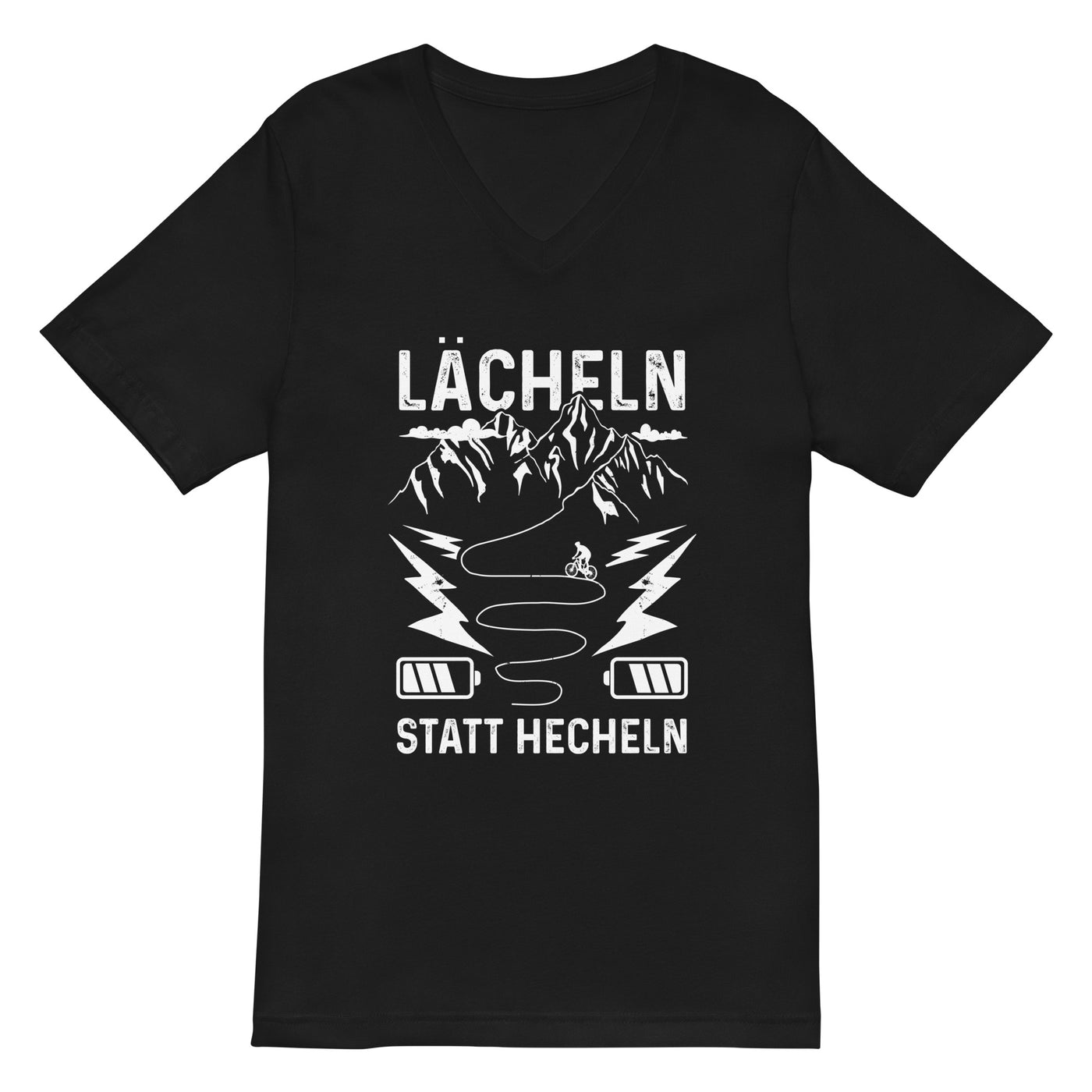 Lächeln statt hecheln - Herren V-Neck Shirt e-bike 2XL