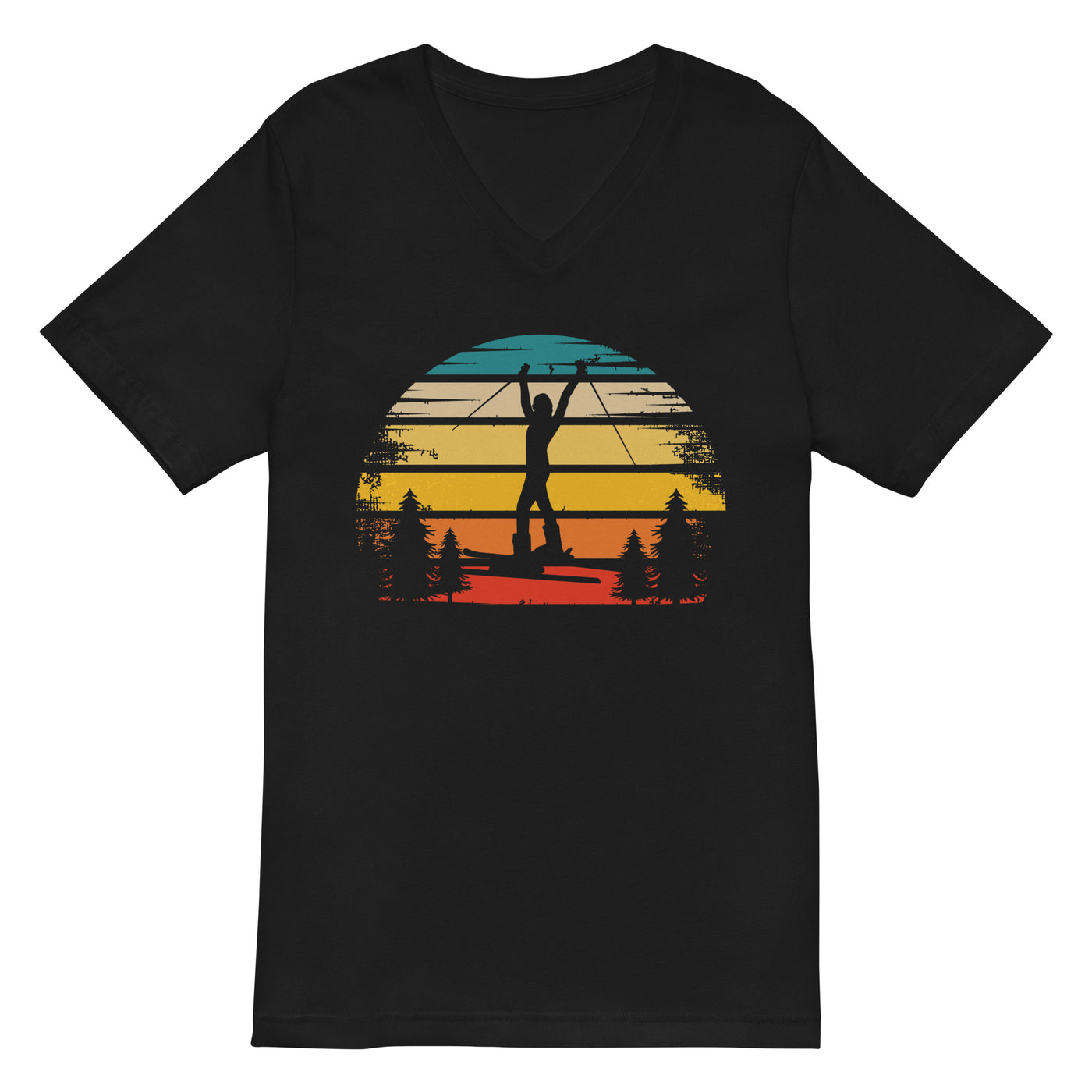 Retro Sonne und Skifahren - Herren V-Neck Shirt klettern ski xxx yyy zzz 2XL