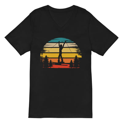 Retro Sonne und Skifahren - Herren V-Neck Shirt klettern ski xxx yyy zzz 2XL