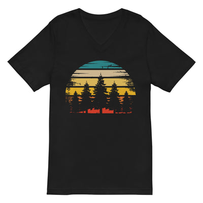 Retro Sonne und Bäume - Herren V-Neck Shirt camping xxx yyy zzz 2XL