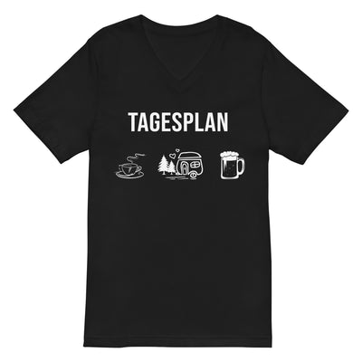 Tagesplan Kaffee, Camping und Bier - Herren V-Neck Shirt camping xxx yyy zzz 2XL