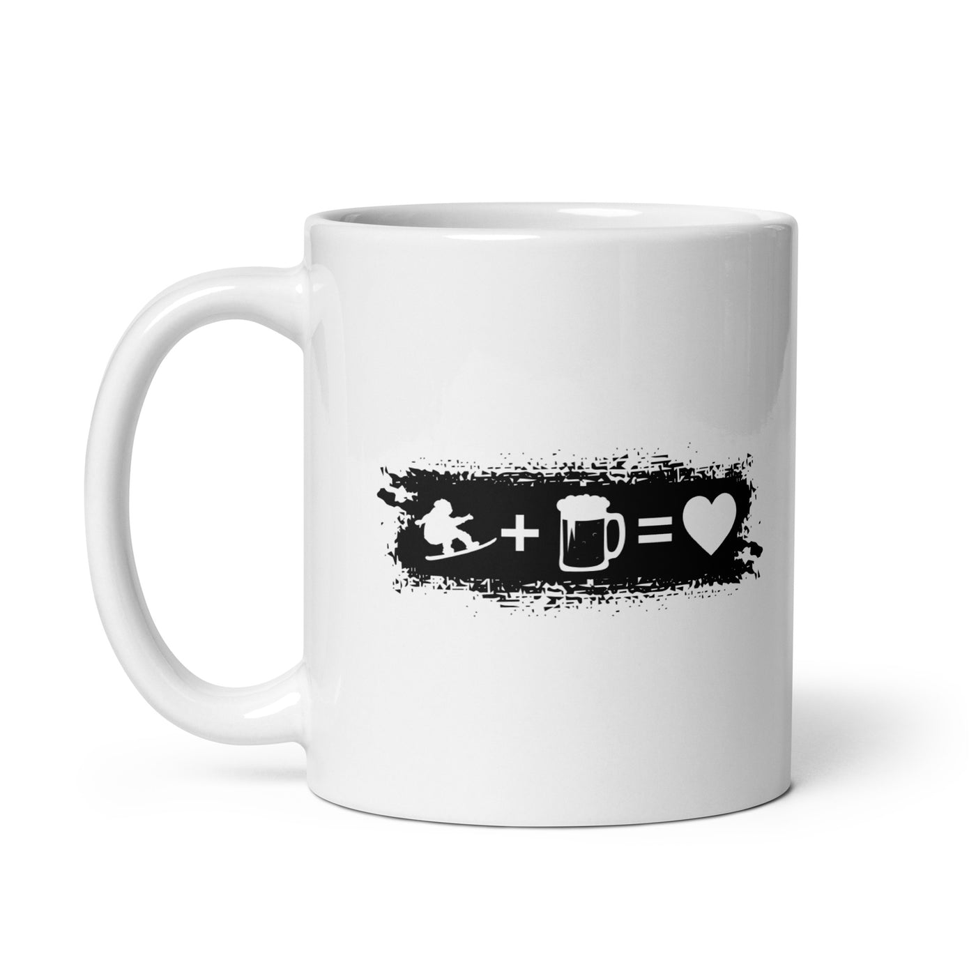 Grunge Rectangle - Heart - Beer - Snowboarding - Tasse snowboarden 11oz