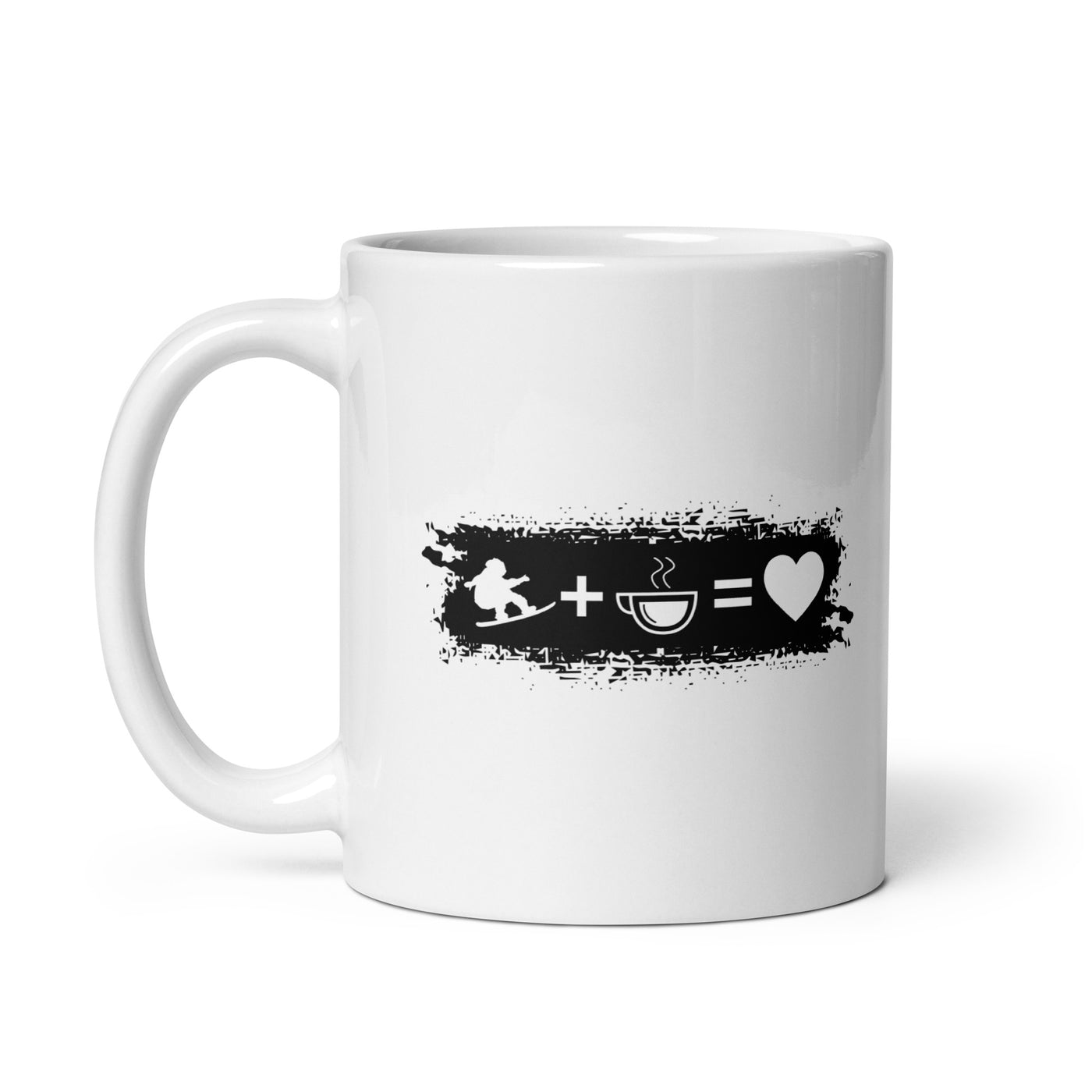 Grunge Rectangle - Heart - Coffee - Snowboarding - Tasse snowboarden 11oz