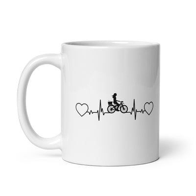 Heart - Heartbeat - Female Cycling - Tasse fahrrad 11oz