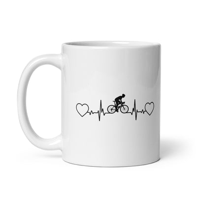 Heart - Heartbeat - Man Cycling - Tasse fahrrad 11oz