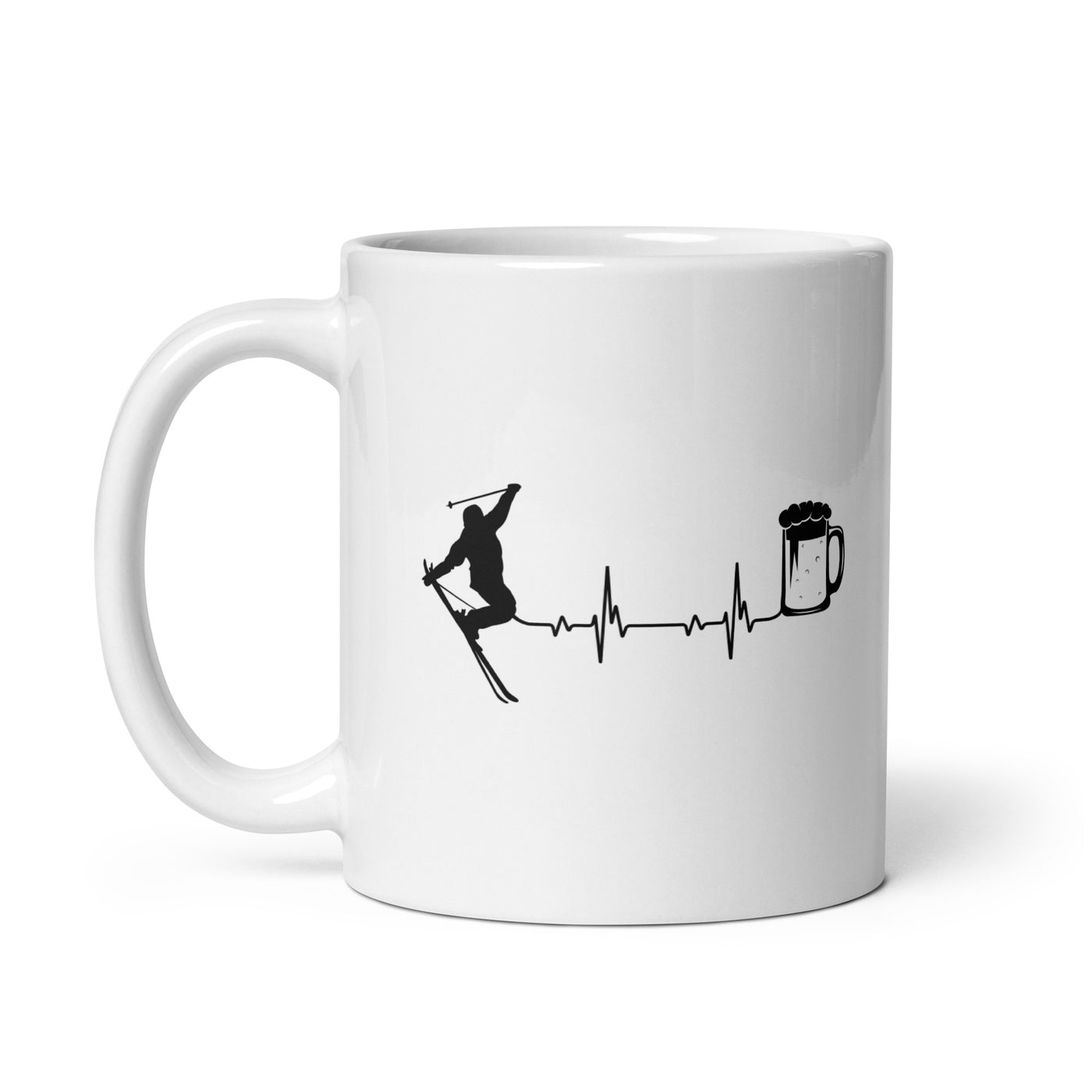 Heartbeat Beer And Skiing - Tasse ski 11oz