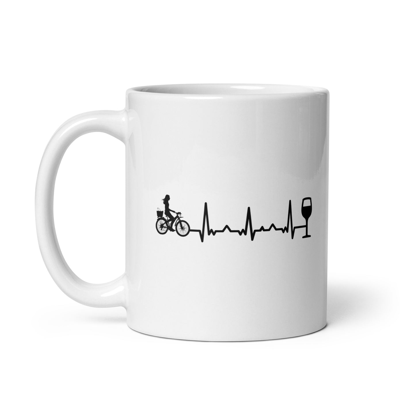 Heartbeat Wine And Cycling - Tasse fahrrad 11oz