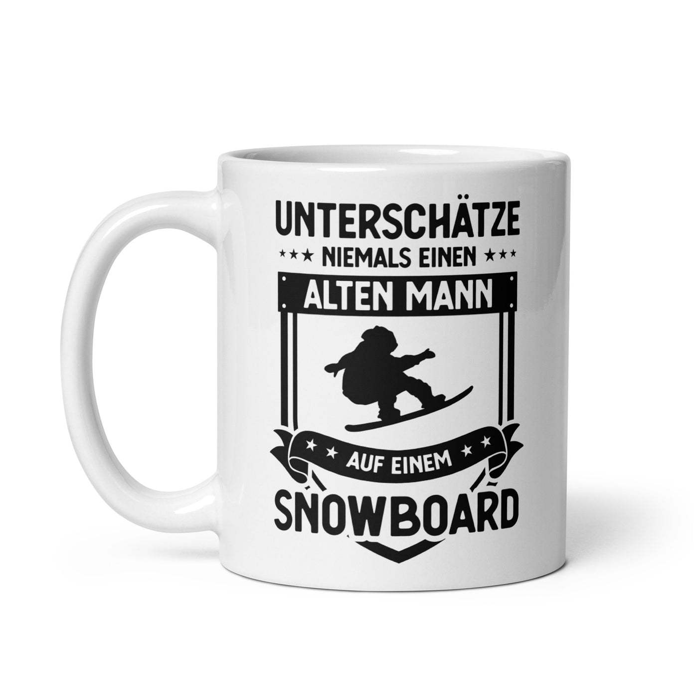 Unterschatze Niemals Einen Alten Mann Auf Einem Snowboard - Tasse snowboarden 11oz