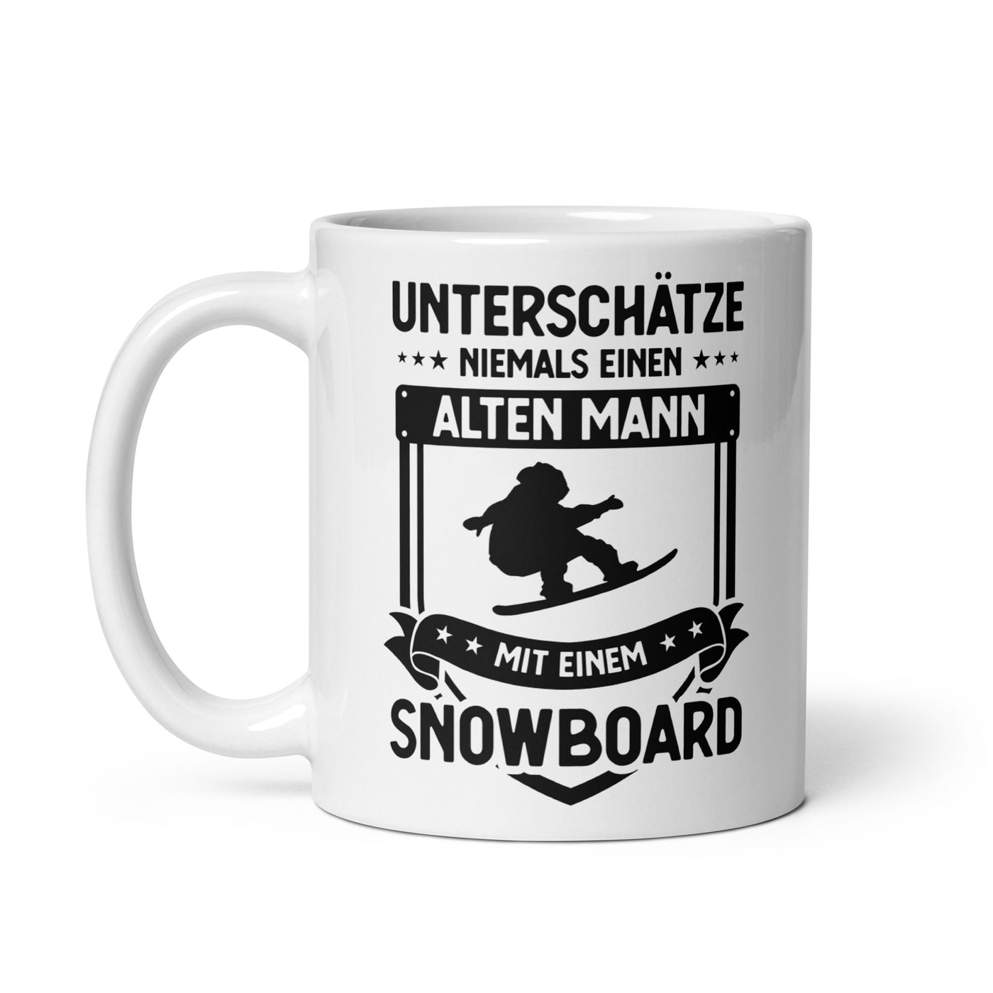 Unterschatze Niemals Einen Alten Mann Mit Einem Snowboard - Tasse snowboarden 11oz