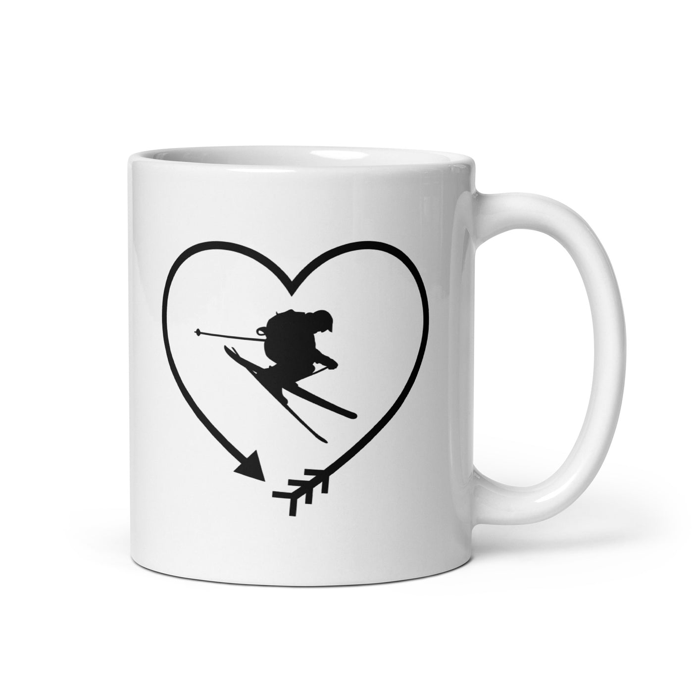 Arrow In Heartshape And Skiing - Tasse ski