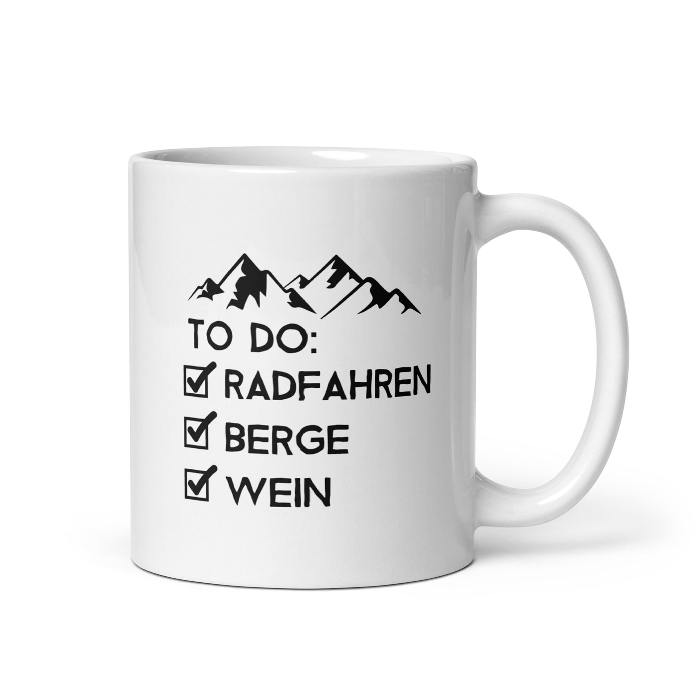 To Do Liste - Radfahren, Berge, Wein - Tasse fahrrad