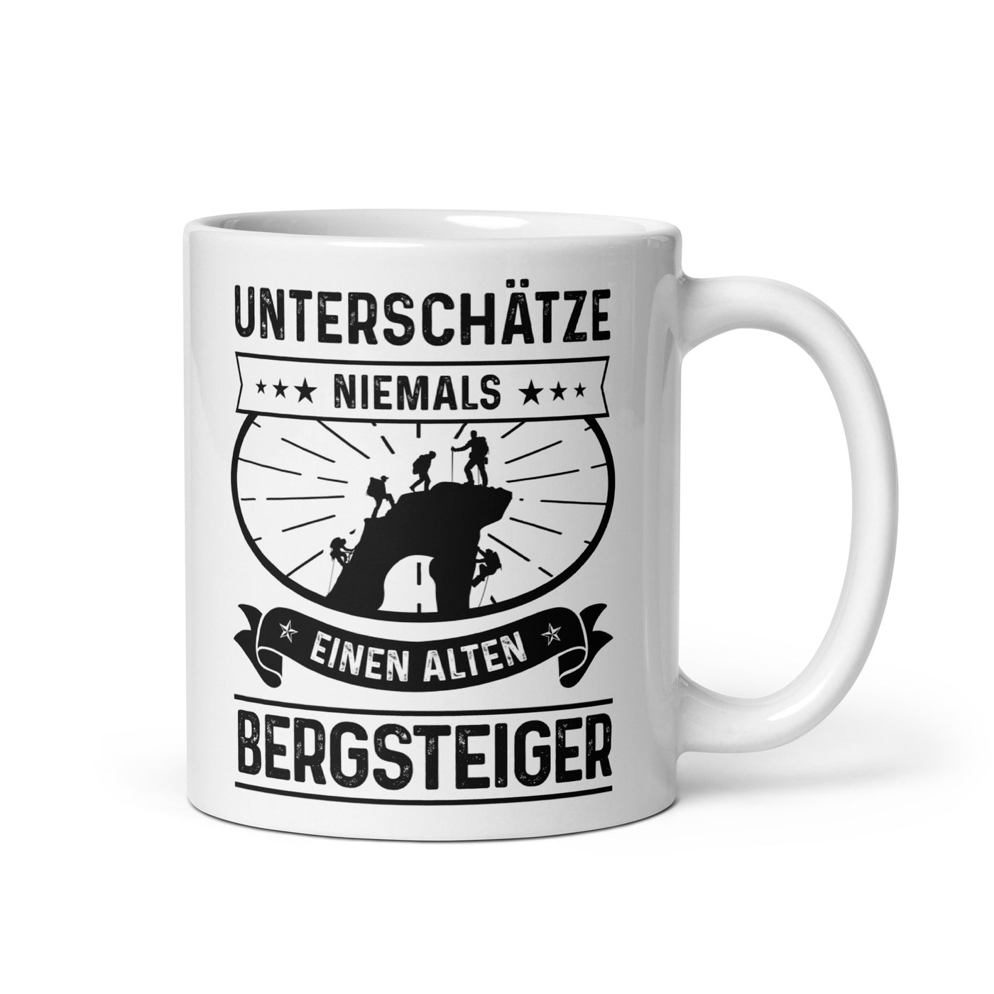 Unterschatze Niemals Einen Alten Bergsteiger - Tasse klettern