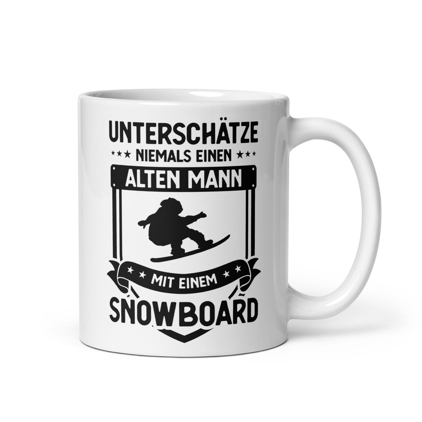 Unterschatze Niemals Einen Alten Mann Mit Einem Snowboard - Tasse snowboarden