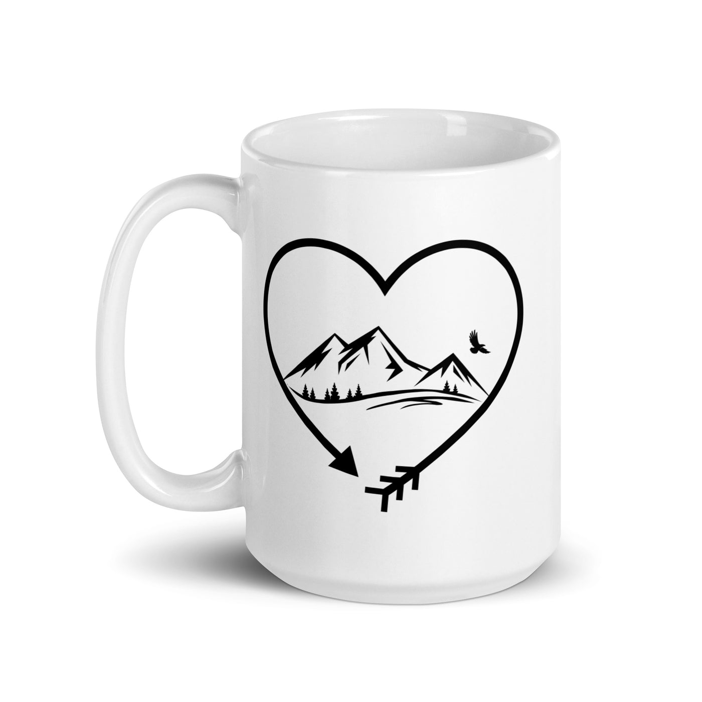 Arrow In Heartshape And Mountain - Tasse berge