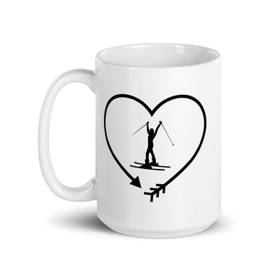 Arrow In Heartshape And Skiing 1 - Tasse ski