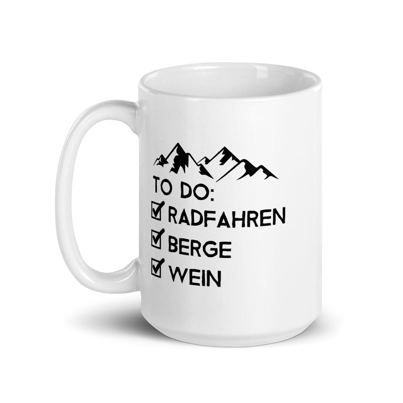 To Do Liste - Radfahren, Berge, Wein - Tasse fahrrad