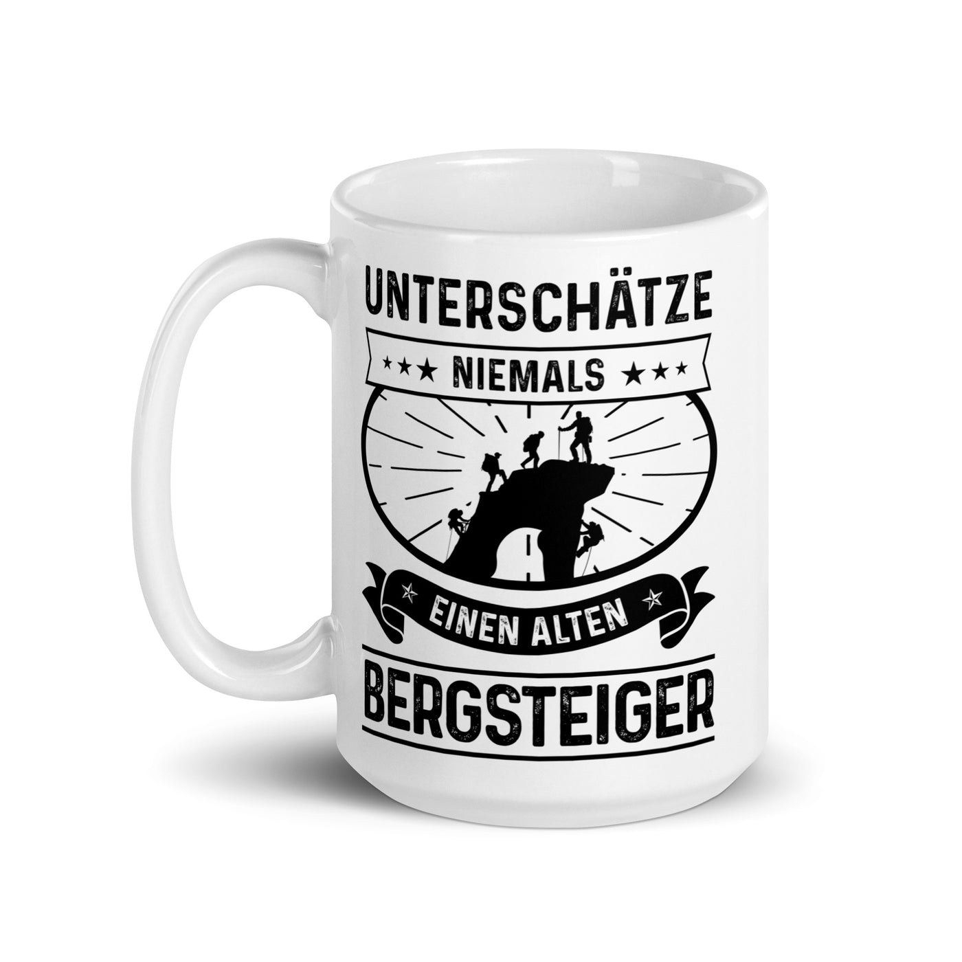 Unterschatze Niemals Einen Alten Bergsteiger - Tasse klettern