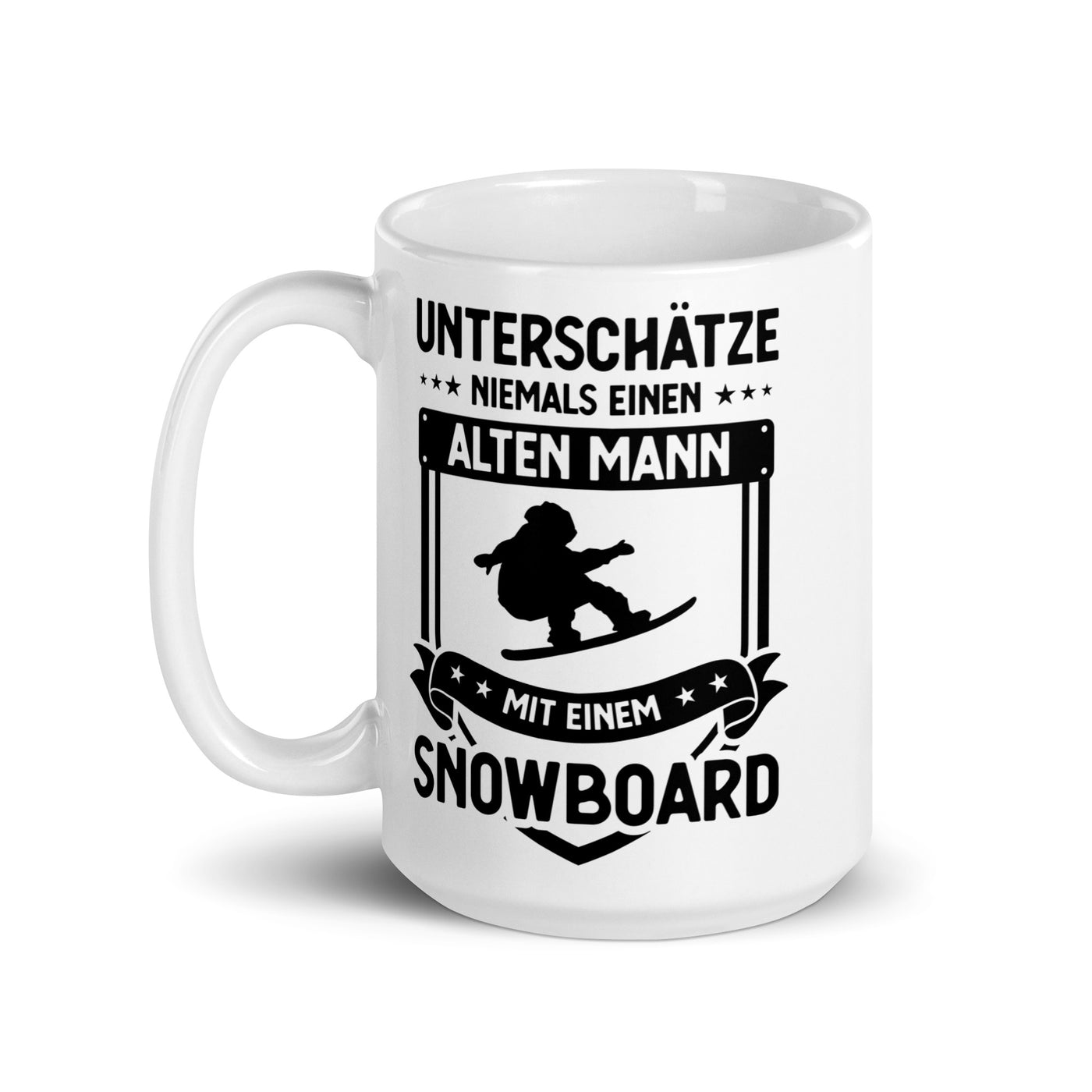 Unterschatze Niemals Einen Alten Mann Mit Einem Snowboard - Tasse snowboarden