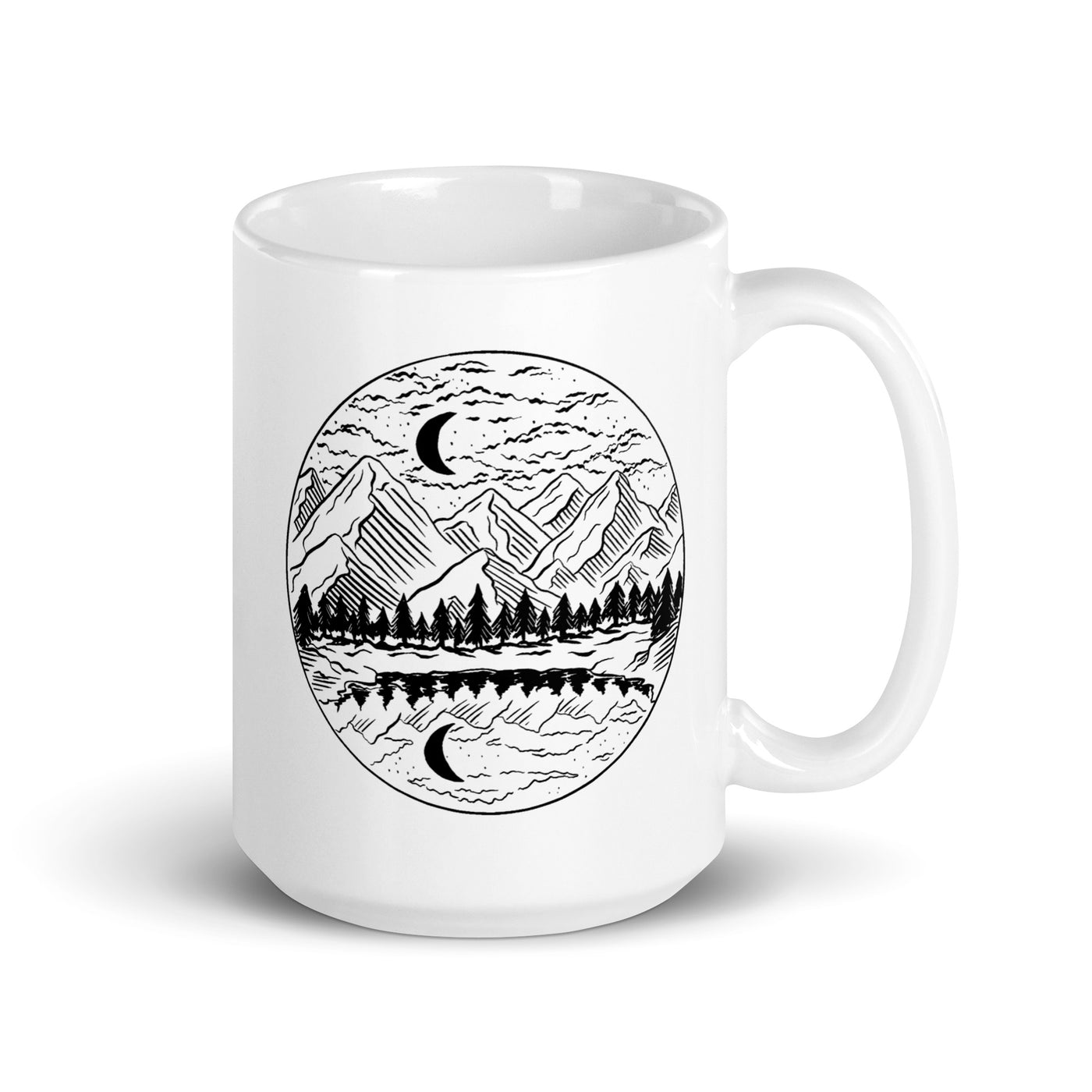 Berge, Mond Im Kreis - Tasse berge 15oz