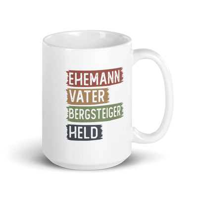 Ehemann, Vater, Bergsteiger, Held - Tasse berge 15oz