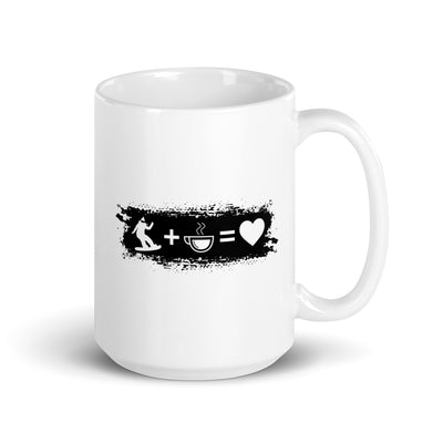 Grunge Rectangle - Heart - Coffee - Female Snowboarding - Tasse snowboarden 15oz