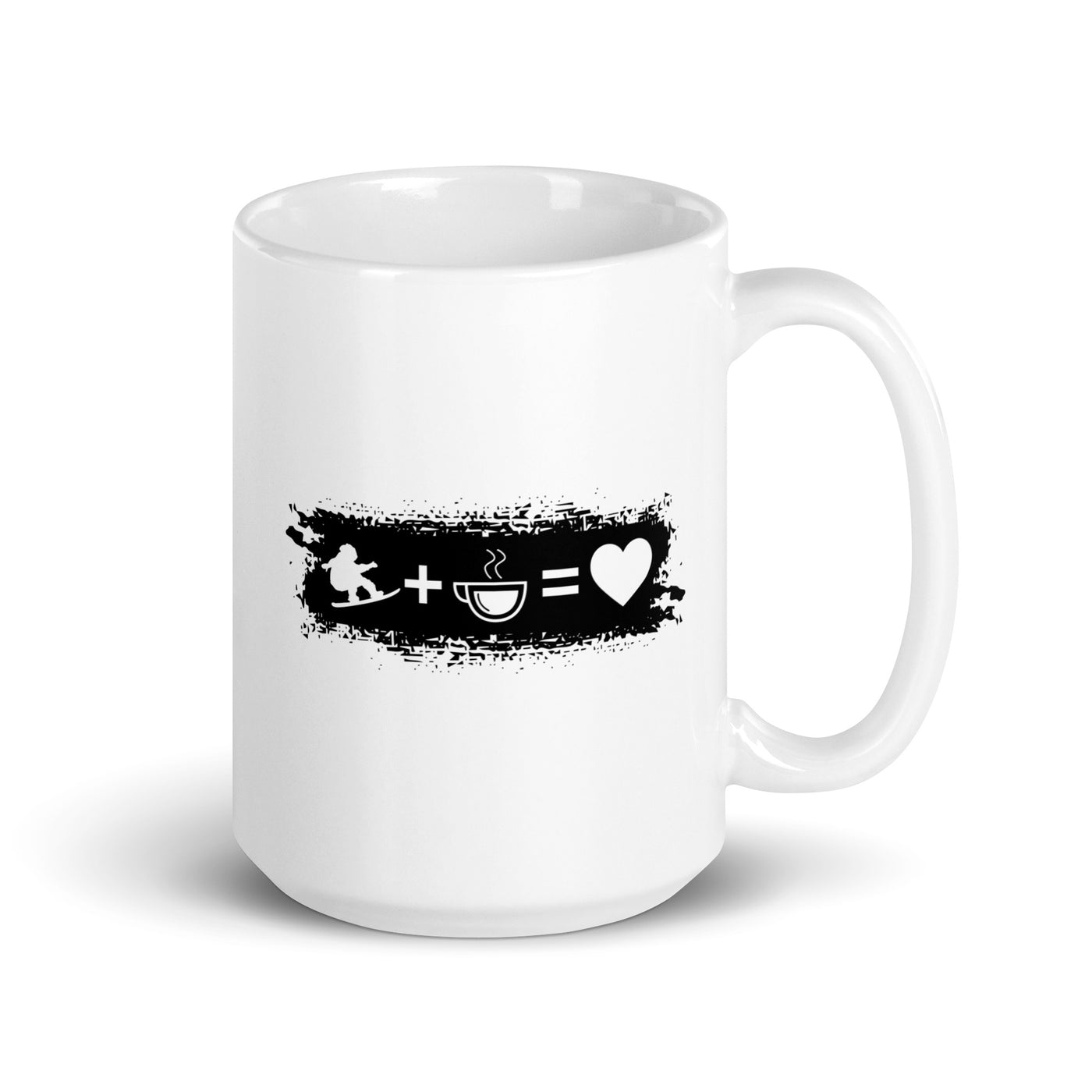 Grunge Rectangle - Heart - Coffee - Snowboarding - Tasse snowboarden 15oz