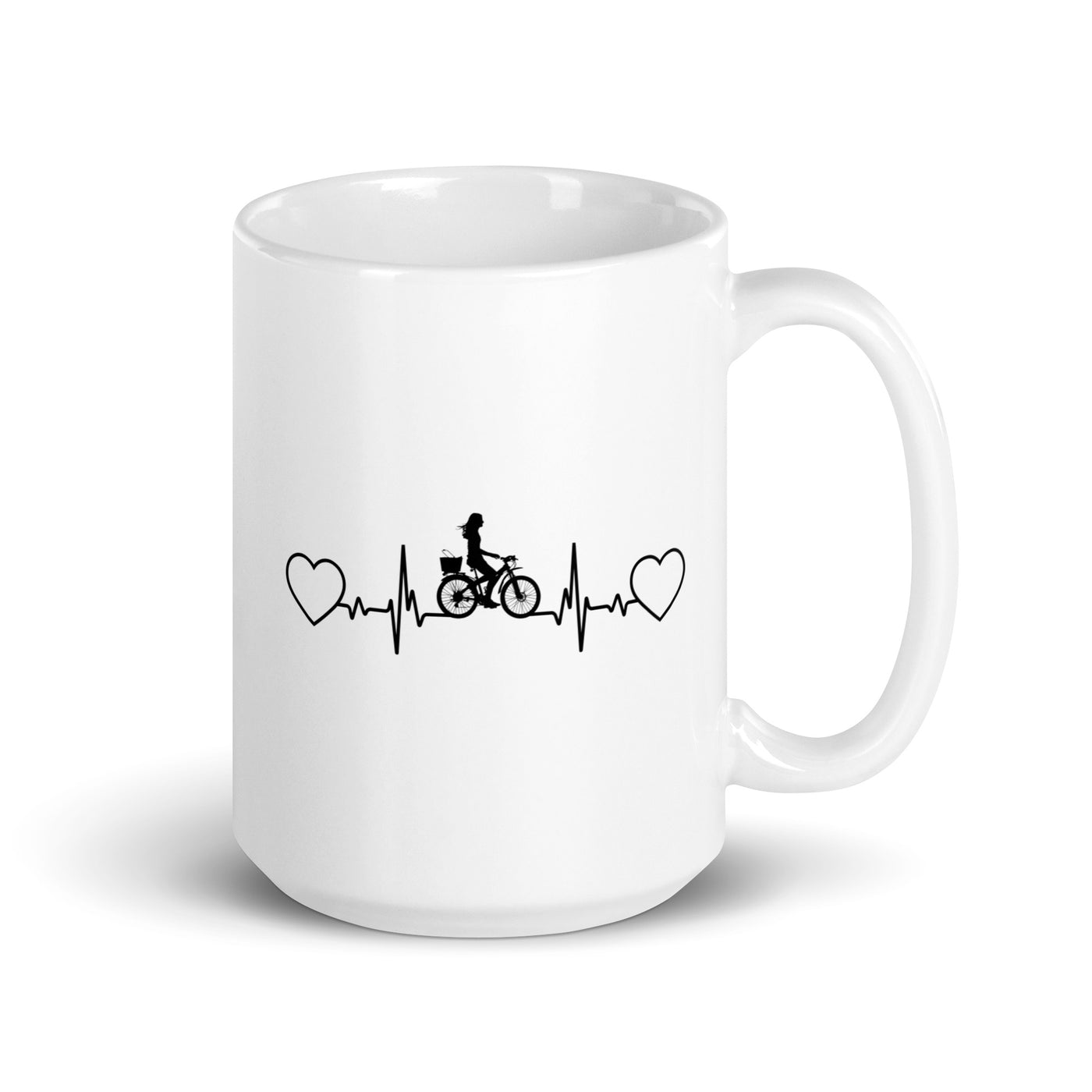 Heart - Heartbeat - Female Cycling - Tasse fahrrad 15oz