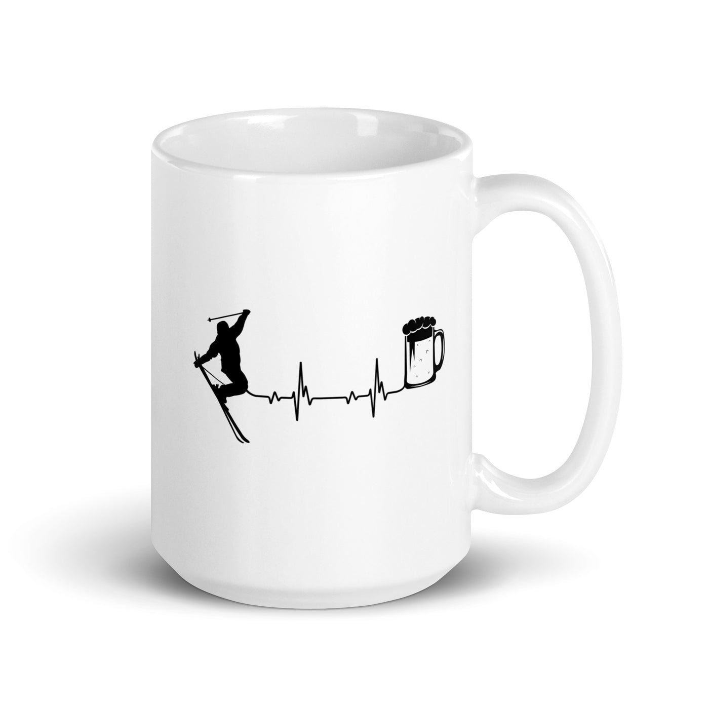 Heartbeat Beer And Skiing - Tasse ski 15oz