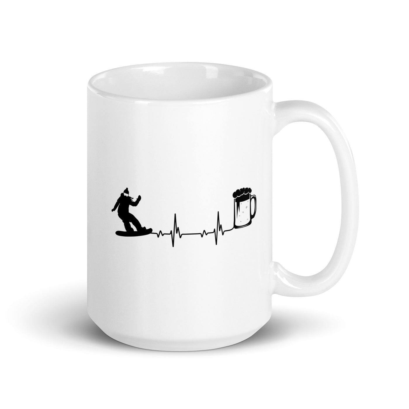 Heartbeat Beer And Snowboarding - Tasse snowboarden 15oz