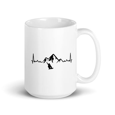 Heartbeat Mountain 1 And Snowboarding - Tasse snowboarden 15oz