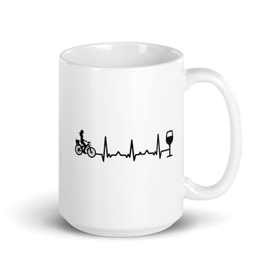 Heartbeat Wine And Cycling - Tasse fahrrad 15oz