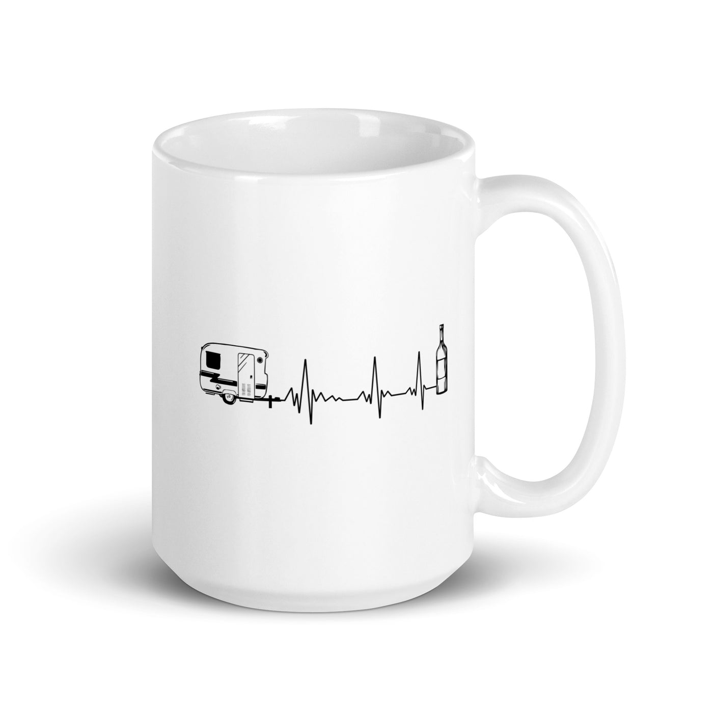 Herzschlag Camping Und Wein - Tasse camping 15oz