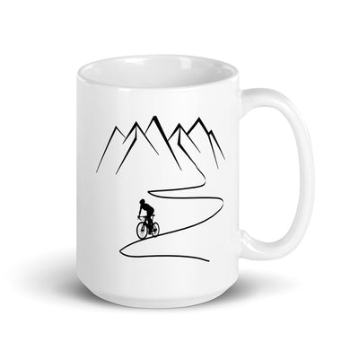 Mountain - Curve Line - Cycling - Tasse fahrrad 15oz