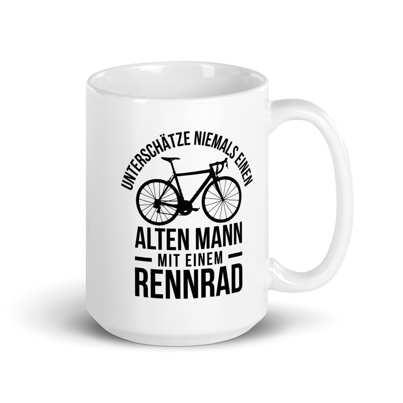 Unterschätze Niemals Einen Alten Mann Mit Einem Rennrad - Tasse fahrrad 15oz