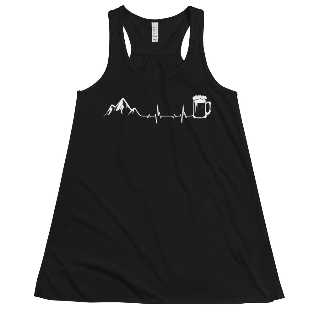 Herzschlag Berge Und Bier - Damen Tanktop berge klettern wandern Schwarz