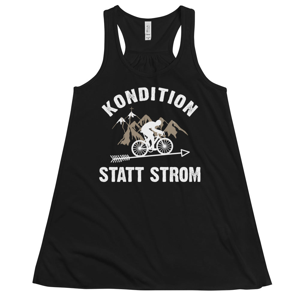 Kondition statt Strom - Damen Tanktop fahrrad mountainbike Schwarz