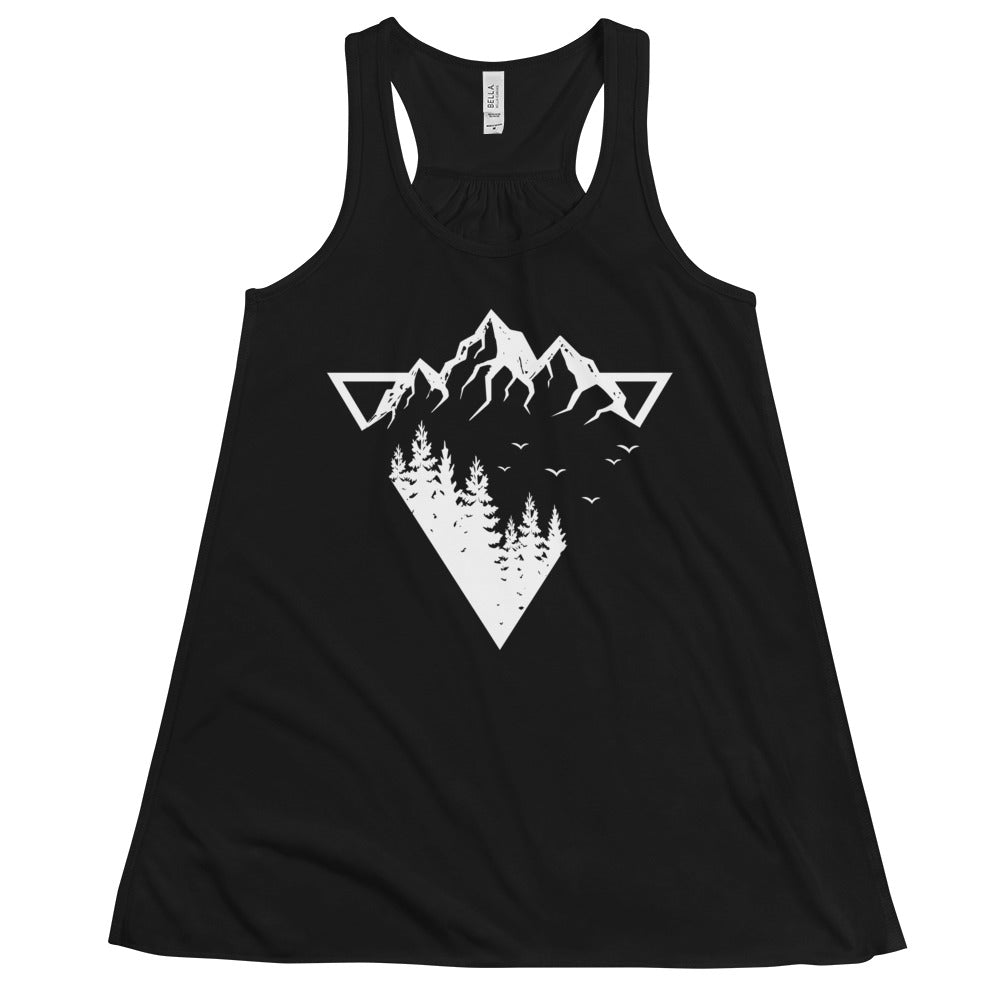 Berge - Geometrisch - Damen Tanktop berge camping wandern Schwarz