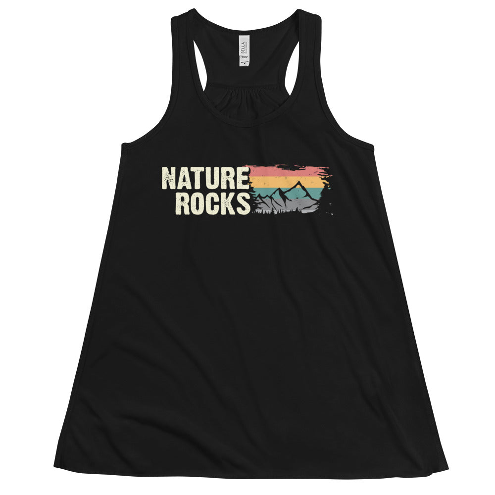 Nature Rocks - Damen Tanktop berge camping wandern Schwarz