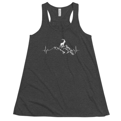 Herzschlag Berge Und Steinbock - Damen Tanktop berge wandern Dark Grey Heather