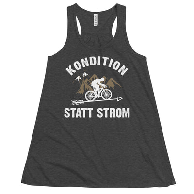 Kondition statt Strom - Damen Tanktop fahrrad mountainbike Dark Grey Heather