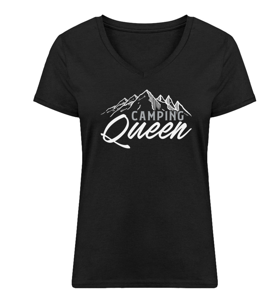 Camping Queen - Damen Organic V-Neck Shirt camping Schwarz