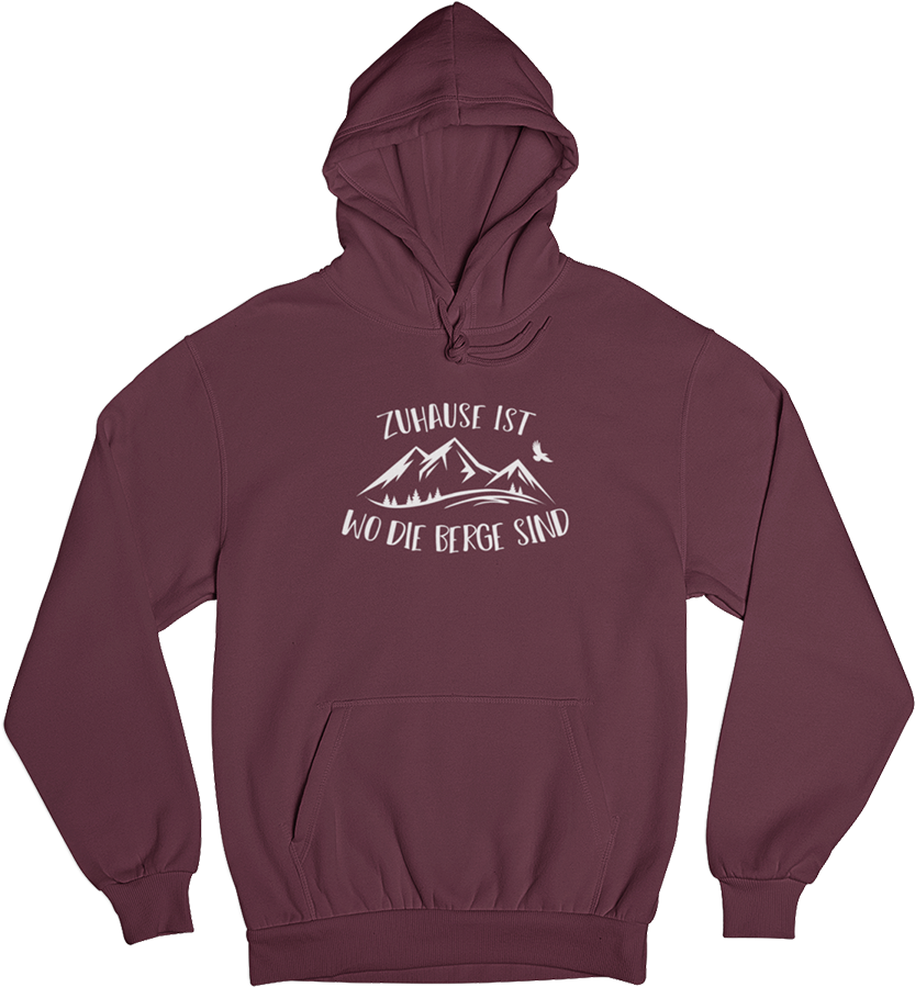 Zuhause ist wo die Berge sind - Unisex Organic Hoodie berge Weinrot